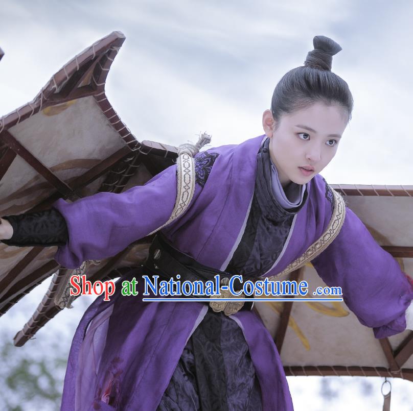 Chinese Ancient Tang Dynasty Swordswoman Ye Yuanan Dress Historical Drama An Oriental Odyssey Costume and Headpiece for Women