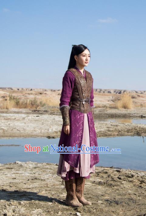 Chinese Ancient Fairy Swordsman Yu Wei Dress Historical Drama The Legend of Jade Sword Angel Costume and Headpiece for Women