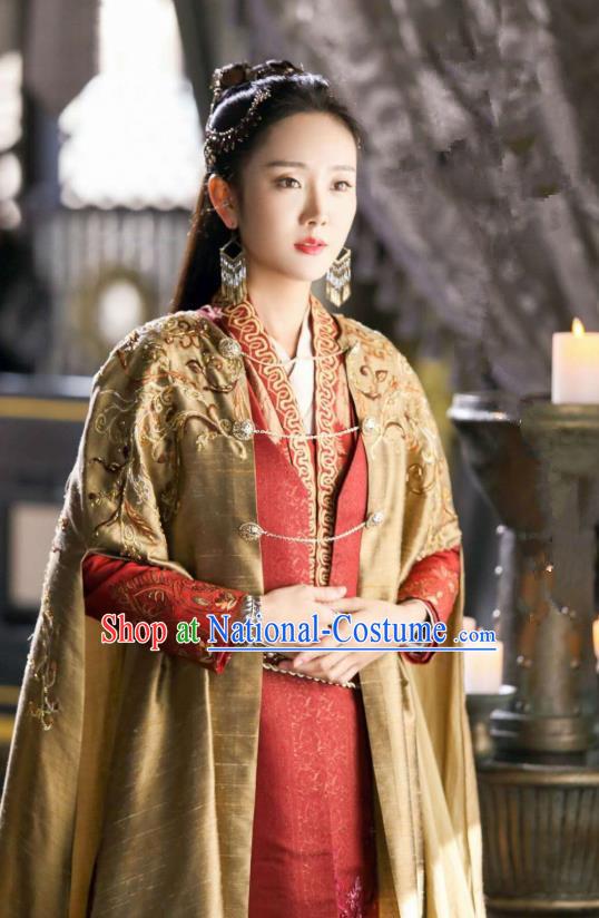 Chinese Ancient Royal Princess Xi Yue Dress Historical Drama The Legend of Jade Sword Costume and Headpiece for Women