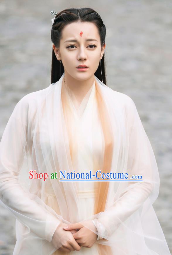 Chinese Ancient Fox Goddess Bai Fengjiu Dress Drama Sansheng Sanshi Pillow Eternal Love of Dream Costume and Headpiece Complete Set