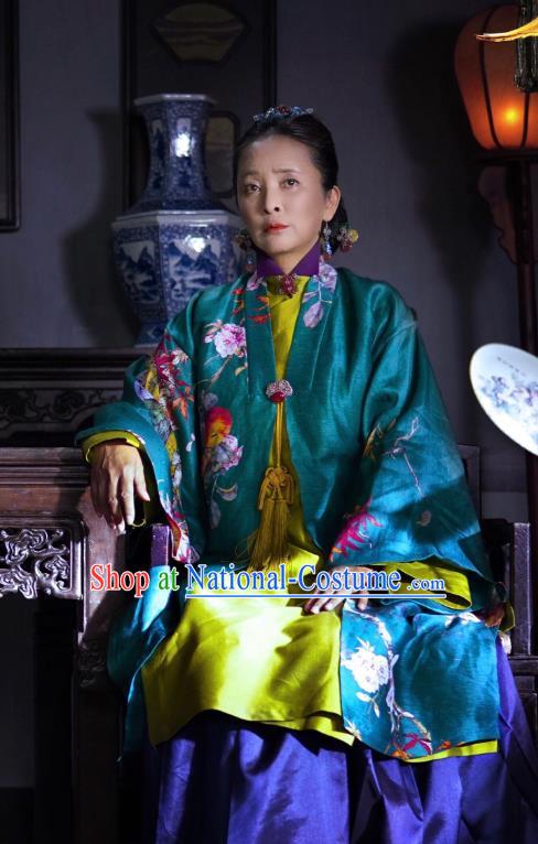 Chinese Ancient Ming Dynasty Noble Dame Yang Dress Historical Drama The Dark Lord Costume and Headpiece for Women