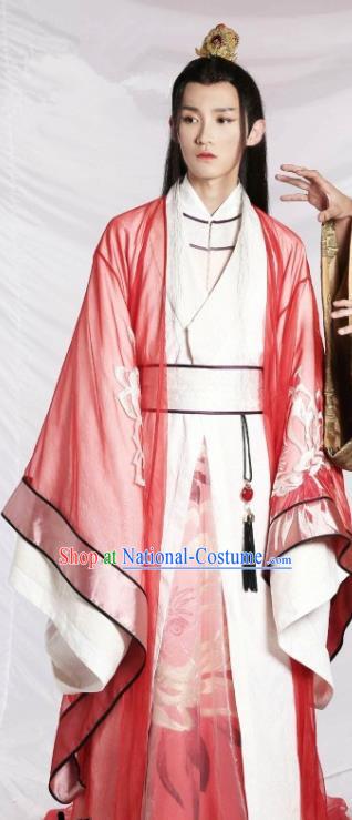 Drama Men with Sword Chinese Ancient Royal Prince Murong li Hanfu Costumes and Hair Accessories for Men