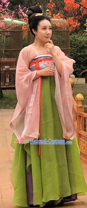 Chinese Ancient Tang Dynasty Court Hanfu Dress Historical Drama Mengfei Comes Across Imperial Consort Xian Costumes and Hair Comb