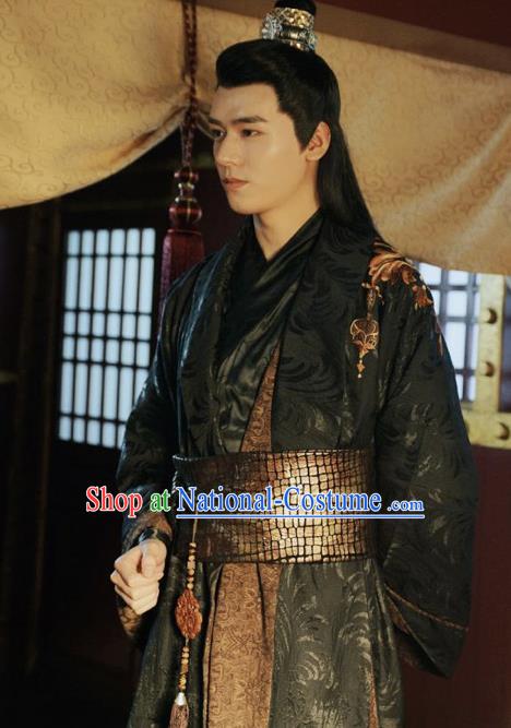 Drama Jueshi Qianjin Chinese Ancient Prince Zhong Wumei Costume and Headpiece Complete Set