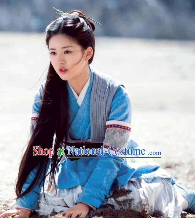 Chinese Ancient Swordswoman Dress and Hairpin Historical Drama Love of Thousand Years Across A Man Hanfu Costumes