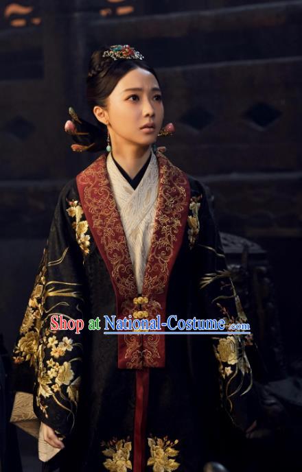 Chinese Ancient Queen Dress and Hair Accessories Historical Drama Love of Thousand Years Across Empress Xuan Zhu Hanfu Costumes