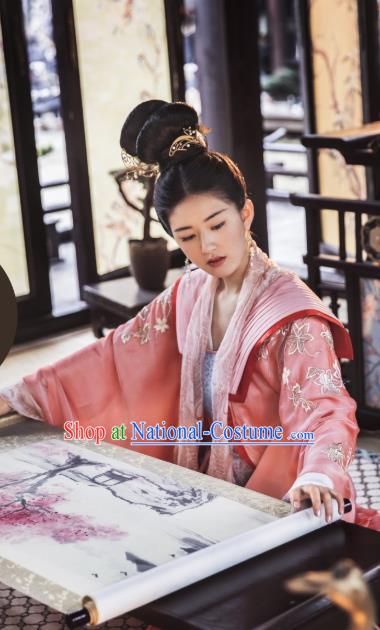 Chinese Ancient Princess Tan Chuan Hanfu Dress and Hair Accessories Historical Drama Love of Thousand Years Across A Man Costumes