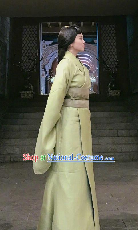 Chinese Ancient Zhou Dynasty Palace Lady Hanfu Dress Historical Drama King Is Not Easy Court Maid Da Xi Costumes and Headpiece