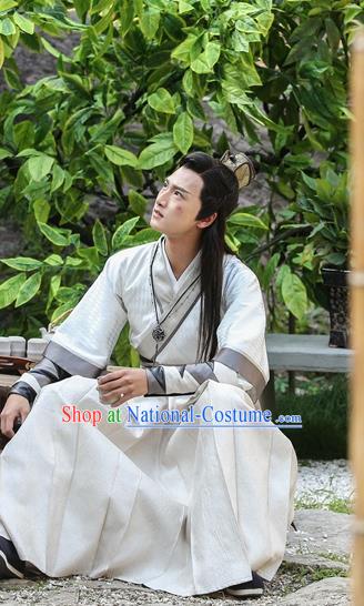 Drama Men with Sword Chinese Ancient Lord King Jian Bin Costume and Headpiece Complete Set