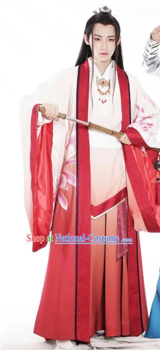 Drama Men with Sword Chinese Ancient Royal Prince Murong Li Costume and Headpiece Complete Set