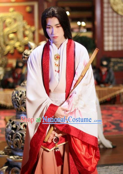 Drama Men with Sword Chinese Ancient Royal Prince Murong Li Costume and Headpiece Complete Set