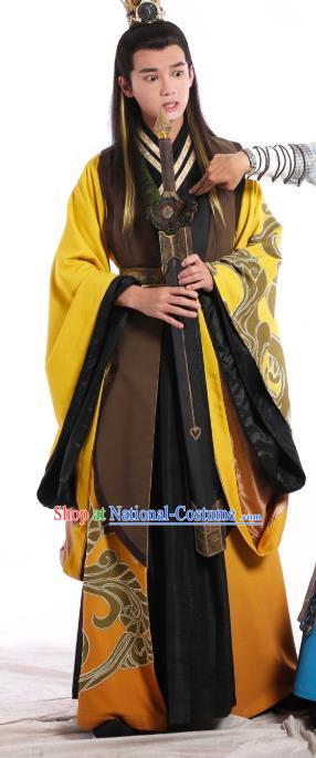 Drama Men with Sword Chinese Ancient Swordsman Zhong Kunyi Costume and Headpiece Complete Set