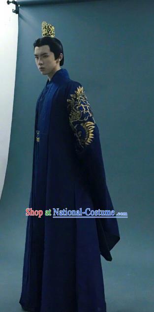 Chinese Ancient Zhou Emperor Clothing and Jade Hairpin Drama King Is Not Easy Ji Man Apparel Costumes and Hair Crown