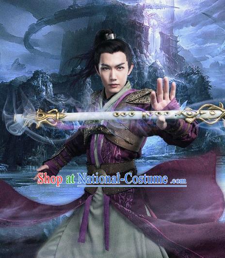 Chinese Ancient Knight Hanfu Clothing and Headdress Drama The Taosim Crandmaster Swordsman Han Shang Costumes