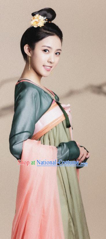 Chinese Ancient Palace Lady Historical Costumes and Hairpin Drama Tang Dynasty Tour Ling Long Hanfu Dress