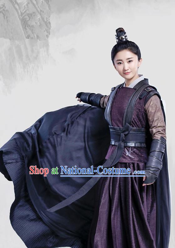 Chinese Ancient Female Knight Historical Costumes and Headpieces Drama Tang Dynasty Tour Swordswoman Tian Ruolan Dresses