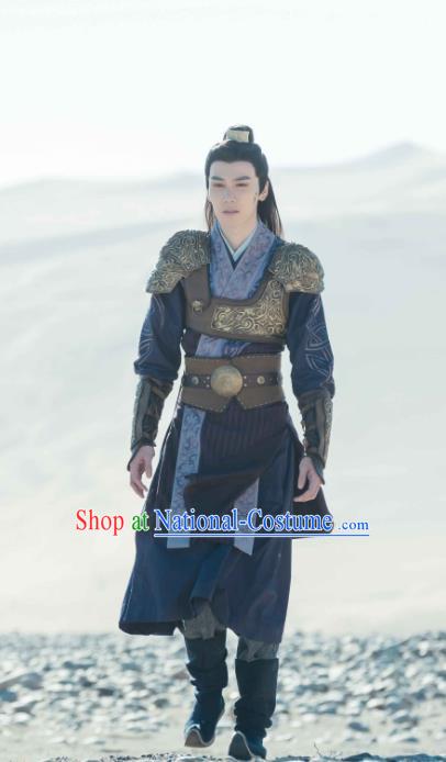 Chinese Ancient Armor Clothing and Jade Hairpin Drama The Taosim Crandmaster Swordsman Han Shang Costumes and Hairdo Crown