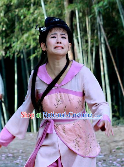 Chinese Ancient Civilian Costume Historical Drama Love Amongst War Wang Baochuan Dress and Headpiece Complete Set