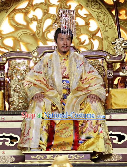 Chinese Ancient King Clothing and Hat Drama Love Amongst War Monarch Xue Pinggui Costumes