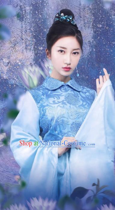 Chinese Ancient Rich Lady Historical Costumes Drama Princess at Large Noble Lady Ji Xinyan Hanfu Dress and Hair Accessories