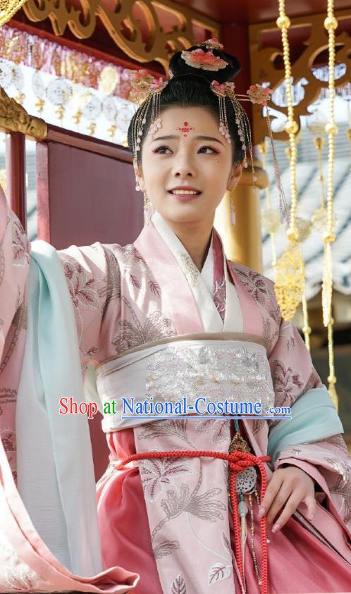 Chinese Ancient Palace Princess Dress Apparels Garment and Hair Accessories Drama To Get Her Royal Lady Cha Ruirui Costumes