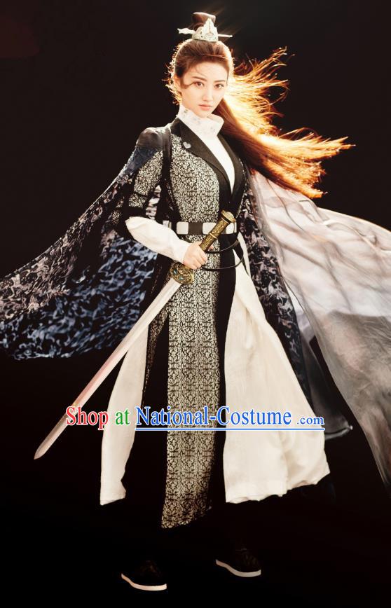 Chinese Ancient Wuxia Drama Swordswoman Garment The King of Blaze Apparels Dress and Headwears Situ Fengjian Costumes