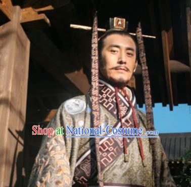 Chinese Ancient Tang Dynasty Costumes Emperor Apparels Garment and Hairdo Crown Drama Control by Zhen Guan Li Shimin Costume