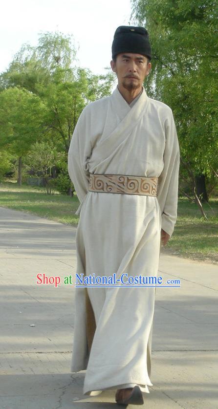 Chinese Ancient Tang Dynasty Tai Emperor Costumes White Apparels Garment and Hat Drama Control by Zhen Guan Li Shimin Costume