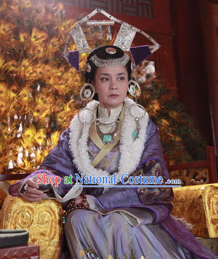 Chinese Ancient Queen Apparels and Headdress Drama Turbulence of the Mu Clan Empress Costumes Garment