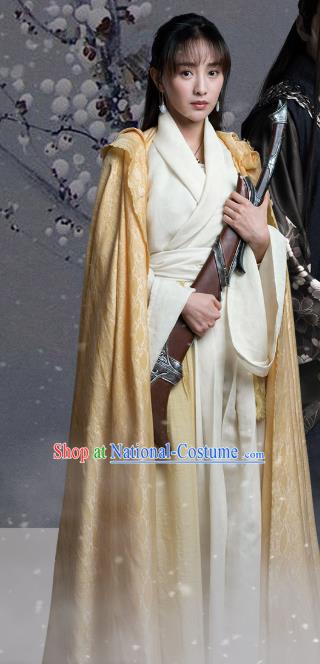 Chinese Ancient Female Blade Apparels Garment Costumes and Headdress Wuxia Drama The Lost Swordship Heroine Xiao Nanping Dress