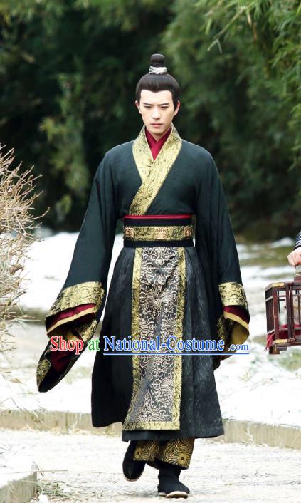 Chinese Ancient Official Black Garment Costumes and Headwear Drama I am A Pet At Dali Temple Swordsman Mo Qingyan Apparels