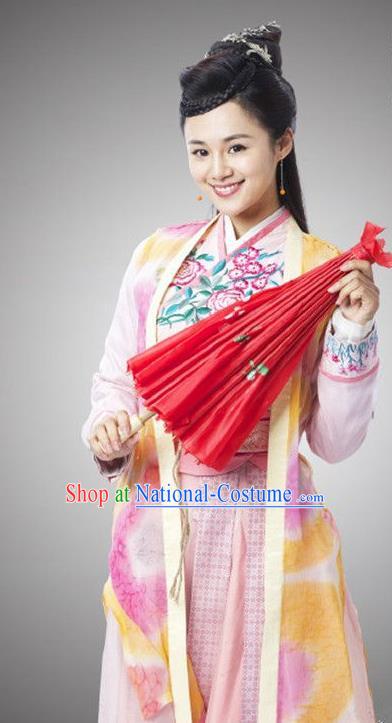 Chinese Ancient Young Lady Apparels Garment Ming Dynasty Costumes and Headwear Drama Legend of the Concubinage Swordswoman Song Qing Dress