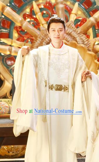 Chinese Ancient Merman Prince Hanfu Garment Costumes and Headwear Drama The Starry Night The Starry Sea Wu Julan Wedding Apparels