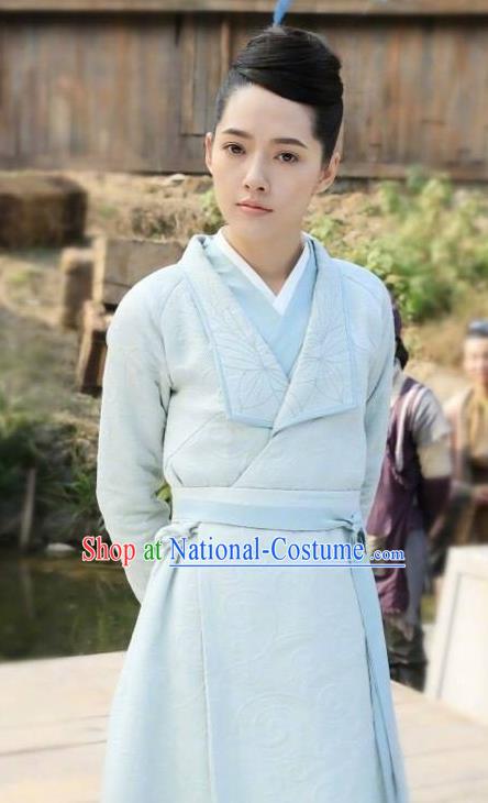 Chinese Ancient Apparels Female Swordsman Costumes and Headpiece Drama The Starry Night The Starry Sea Lu Li Hanfu Dress Garment