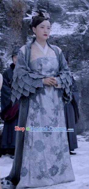 Chinese Ancient Queen of  Biyi Bird Tribe Garment Drama Eternal Love of Dream Empress Xiangli Ju Nuo Dress and Hair Accessories