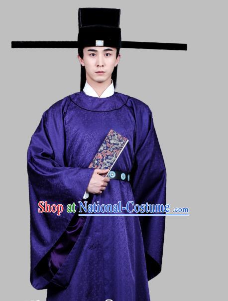 Chinese Ancient Song Dynasty Official Robe Costumes and Hat Drama Kai Feng Qi Tan Bao Zheng Garment Vestment Apparels