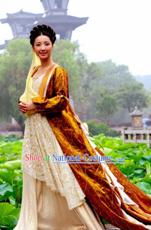 Chinese Ancient Royal Princess Costumes Garment and Headwear Drama The Empress Court Yu Ran Dress Apparels