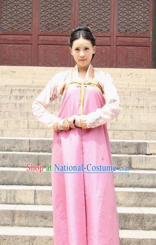 Chinese Ancient Palace Lady Costumes Garment and Headwear Drama The Empress Court Maid Bao Jin Pink Dress Apparels