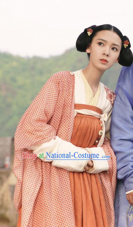 Chinese Ancient Tang Dynasty Court Lady Hanfu Dress Apparels Costumes and Headdress Drama Wu Xin The Monster Killer Liu Qingluan Garment