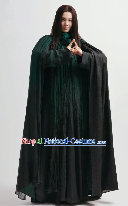 Chinese Ancient Tang Dynasty Witch Hanfu Dress Apparels Costumes and Headpiecess Drama Wu Xin The Monster Killer Sorceress Liu Qingluan Garment