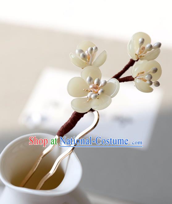 Chinese Ancient Plum Blossom Hair Clip Jewelry Headwear Hair Accessories Pearls Hairpin for Women