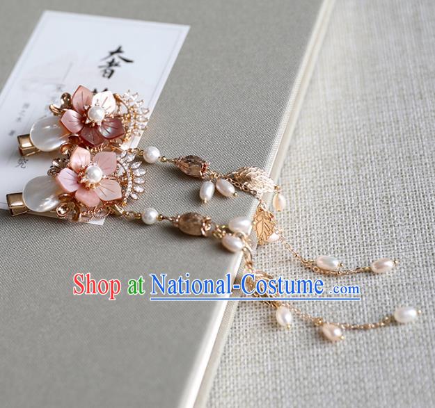 Chinese Ancient Shell Hair Claws Jewelry Headwear Hair Accessories Tassel Hair Stick for Women