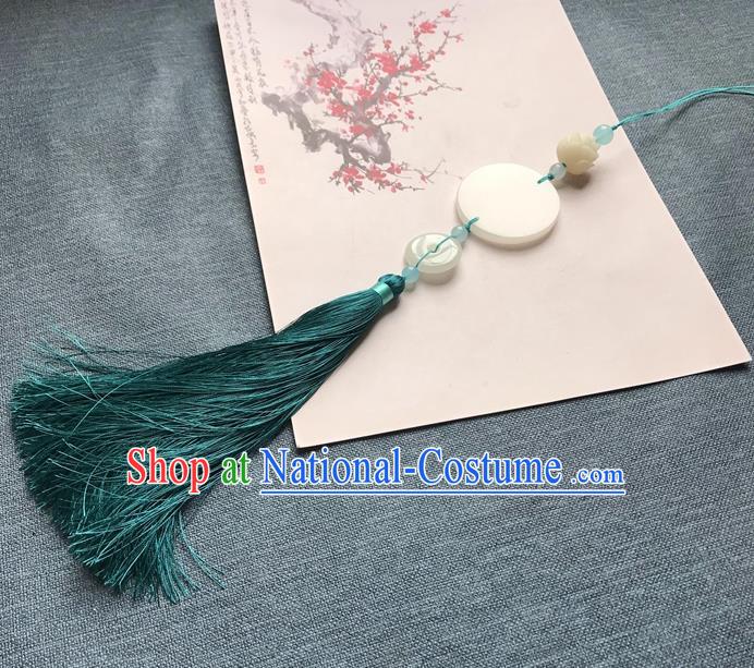 Chinese Ancient Peacock Green Tassel Jade Pendant Waist Accessories Peacuful Jade Lappet Jewelry