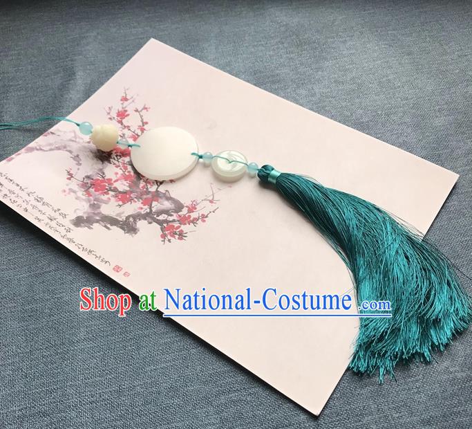 Chinese Ancient Peacock Green Tassel Jade Pendant Waist Accessories Peacuful Jade Lappet Jewelry