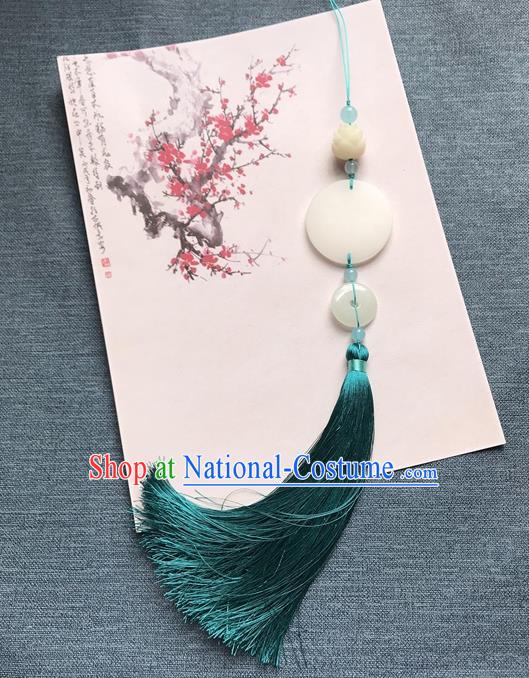 Chinese Ancient Peacock Green Tassel Jade Pendant Waist Accessories Peacuful Jade Lappet Jewelry