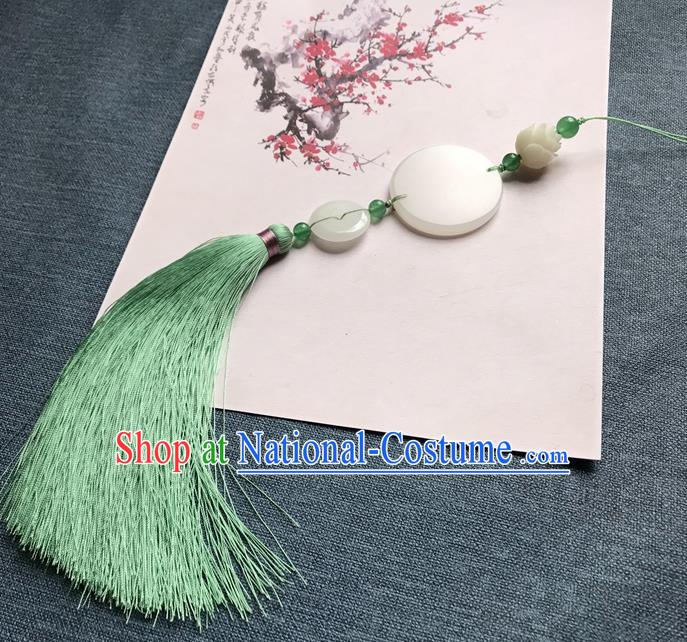 Chinese Ancient Green Tassel Jade Pendant Waist Accessories Peacuful Jade Lappet Jewelry