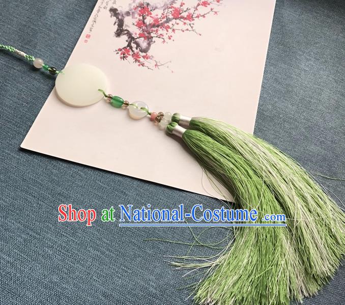 Chinese Ancient Hanfu Light Green Tassel Jade Pendant Waist Accessories Peacuful Jade Lappet Jewelry