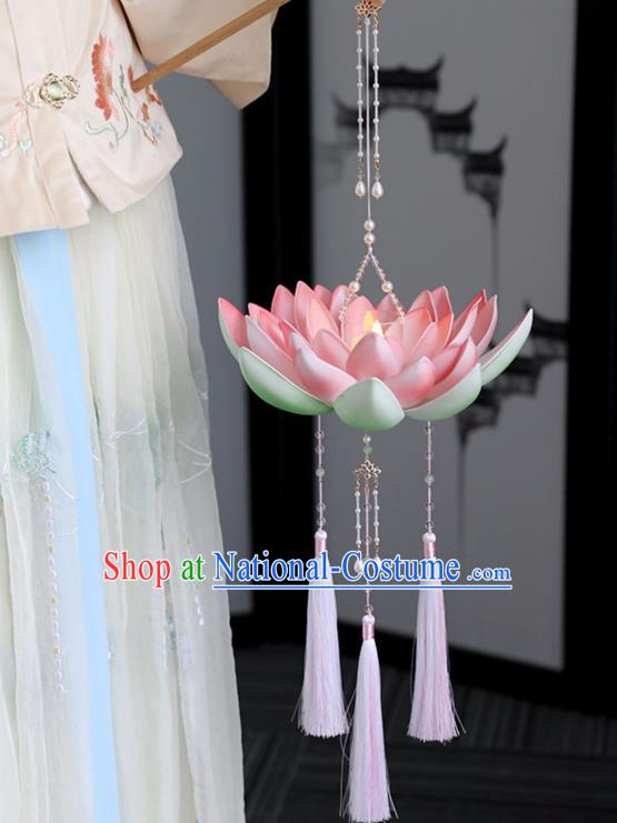 Chinese Ancient Large Lotus Lantern Women Accessories Lantern Festival Lamp