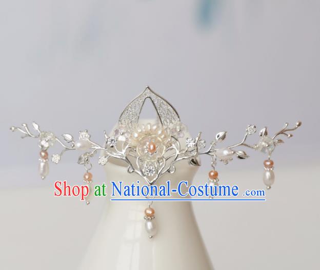 Chinese Ancient Hanfu Hairpin Headwear Women Hair Accessories Pearls Tassel Hair Clip