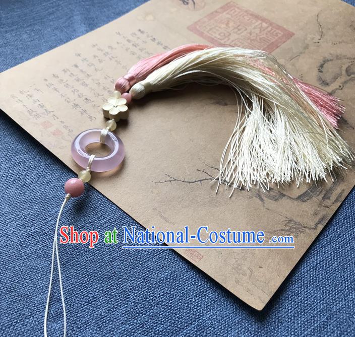 Chinese Ancient Hanfu Tassel Pendant Jade Lappet Jewelry Brooch Accessories